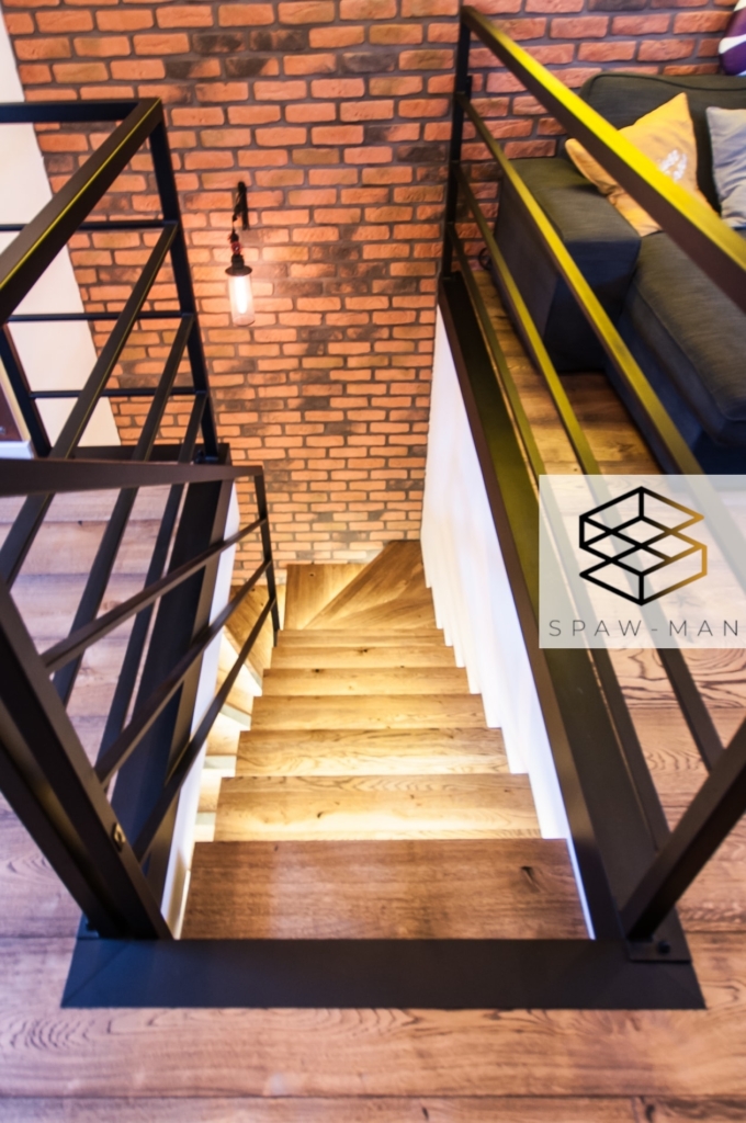 Nowoczesne schody ze stalowymi balustradami i oświetleniem LED - Elegancja i funkcjonalność w harmonijnym połączeniu | Firma SPAW-MAN